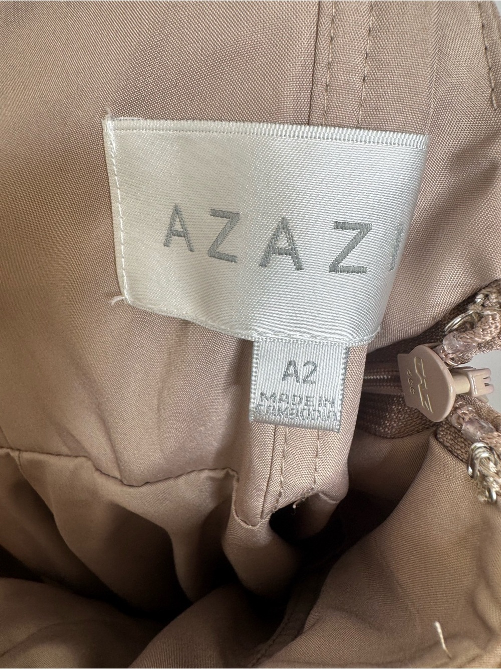 Azazie Alia Taupe A-Line Pleated Chiffon Dress - Picture 6 of 9